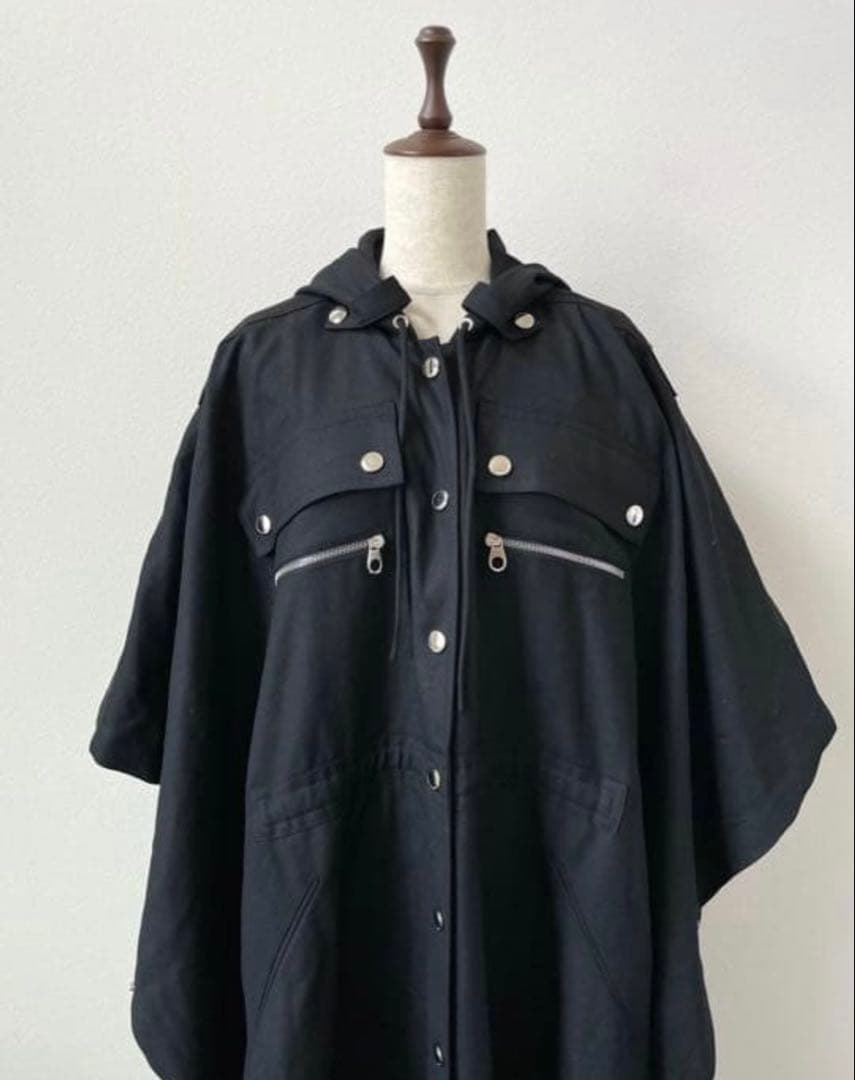 2018AW Chloe クロエ ロング ポンチョ コート ケープ 34 黒