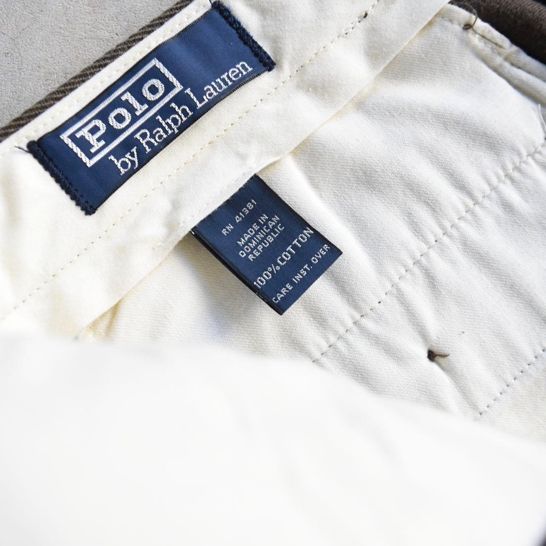90s ラルフローレン ツータックスラックス ポロチノ ブラウン W36 L30