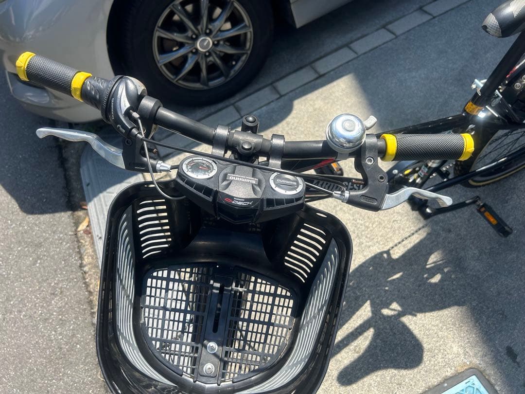 【Bridgestone製】黒いマウンテンバイク LEDライト・前カゴ付き