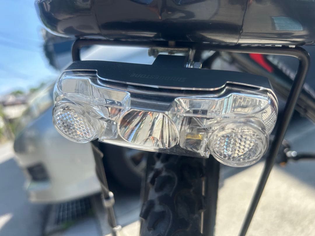 【Bridgestone製】黒いマウンテンバイク LEDライト・前カゴ付き