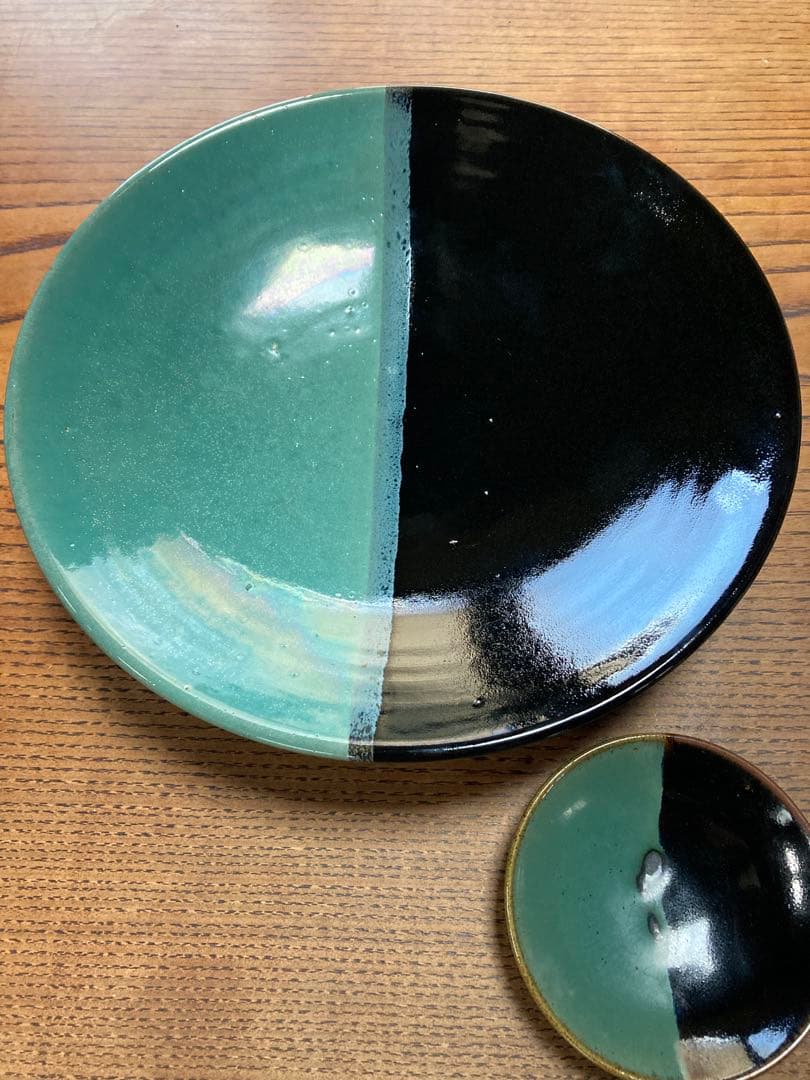 民藝 牛ノ戸焼 染分一尺大皿