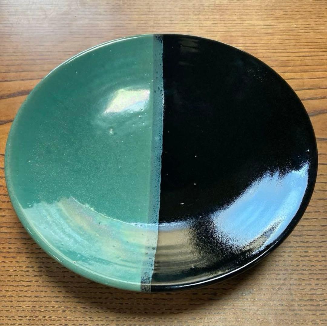 民藝 牛ノ戸焼 染分一尺大皿