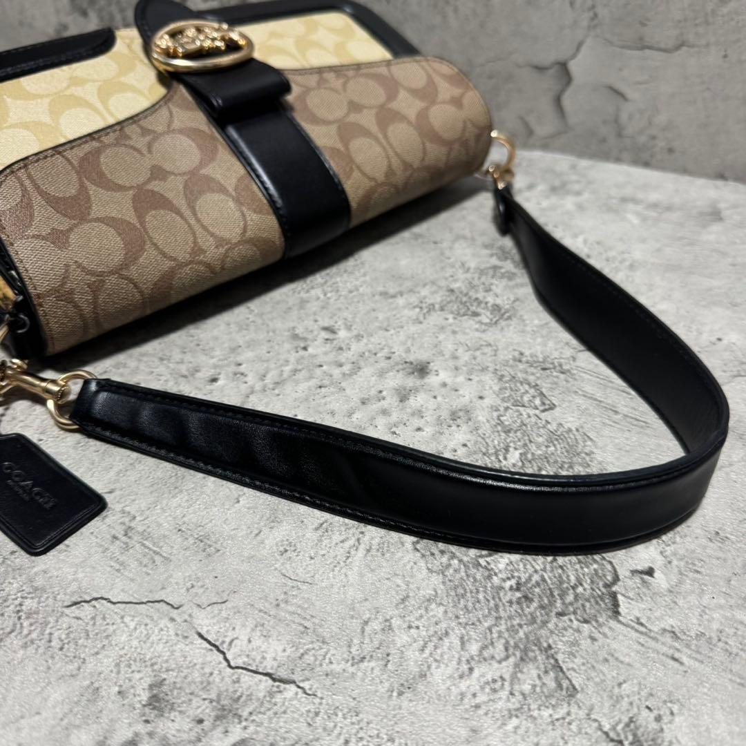 極美品✨️コーチ ワンショルダーバッグ ジョージ タビー PVC レザー 蛇柄 黒