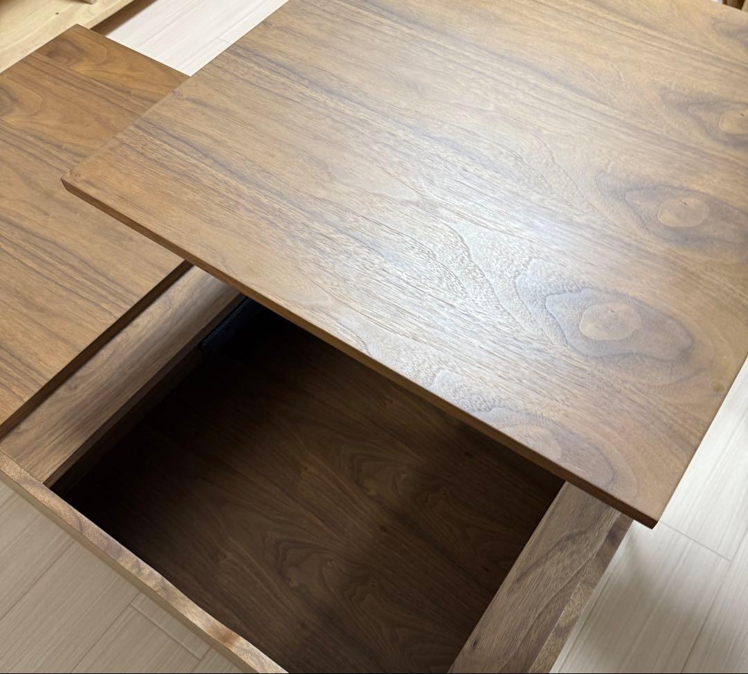 【美品】ウォルナット　ローテーブル　昇降式　鉄脚　LOWYA　ロウヤ