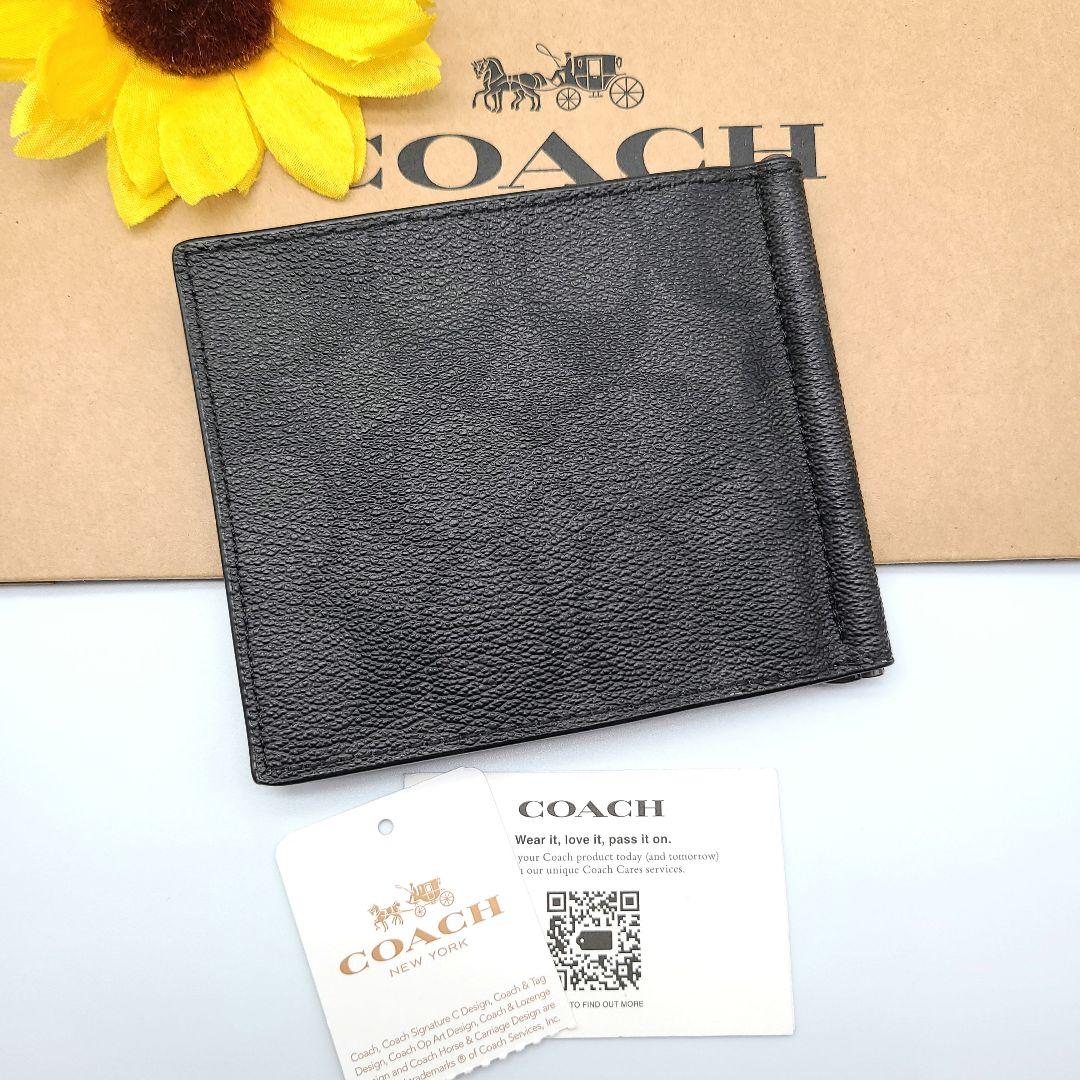 COACH マネークリップ 新品 チャコール ブラック 最新作 限定品 メンズ