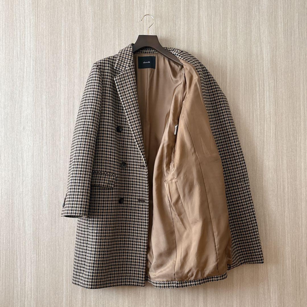 【1321】アナイ系列アルアバイル　チェックロングチェスターコート