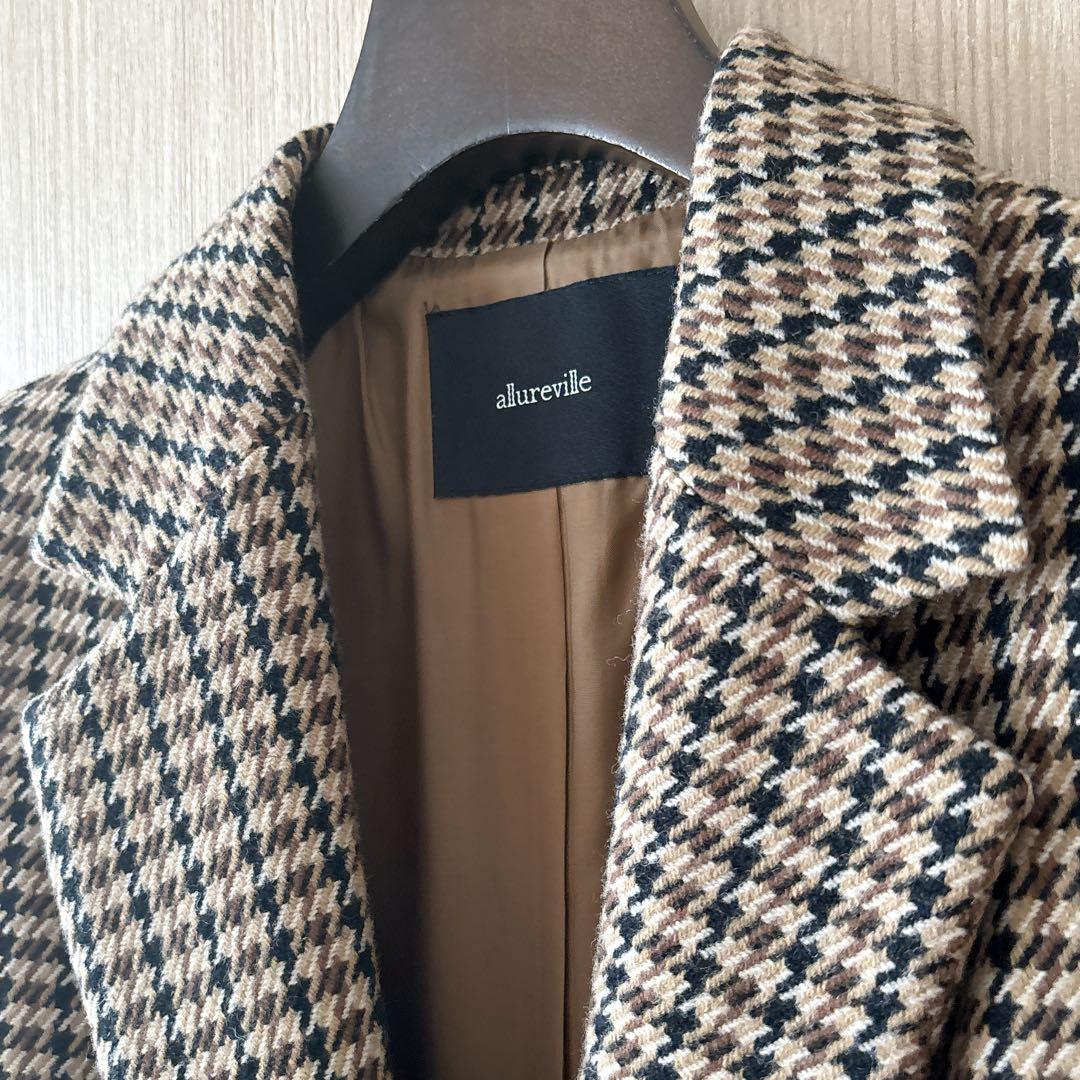 【1321】アナイ系列アルアバイル　チェックロングチェスターコート