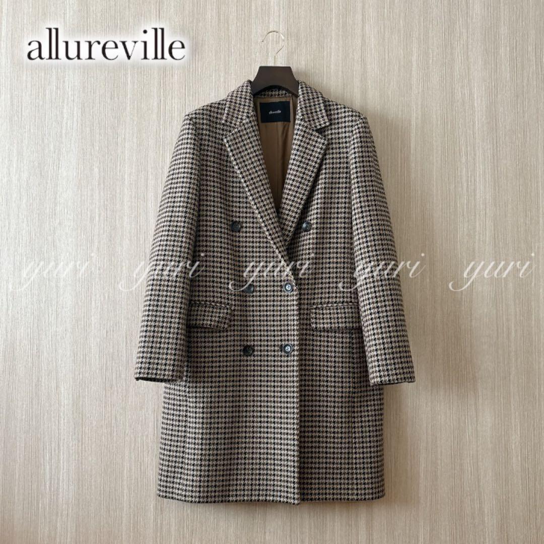 【1321】アナイ系列アルアバイル　チェックロングチェスターコート