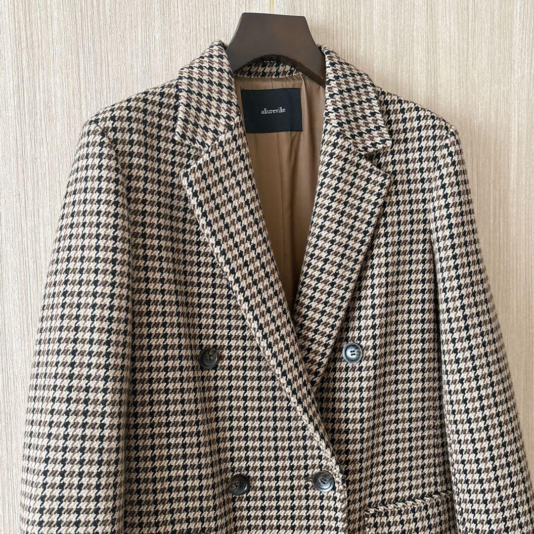 【1321】アナイ系列アルアバイル　チェックロングチェスターコート