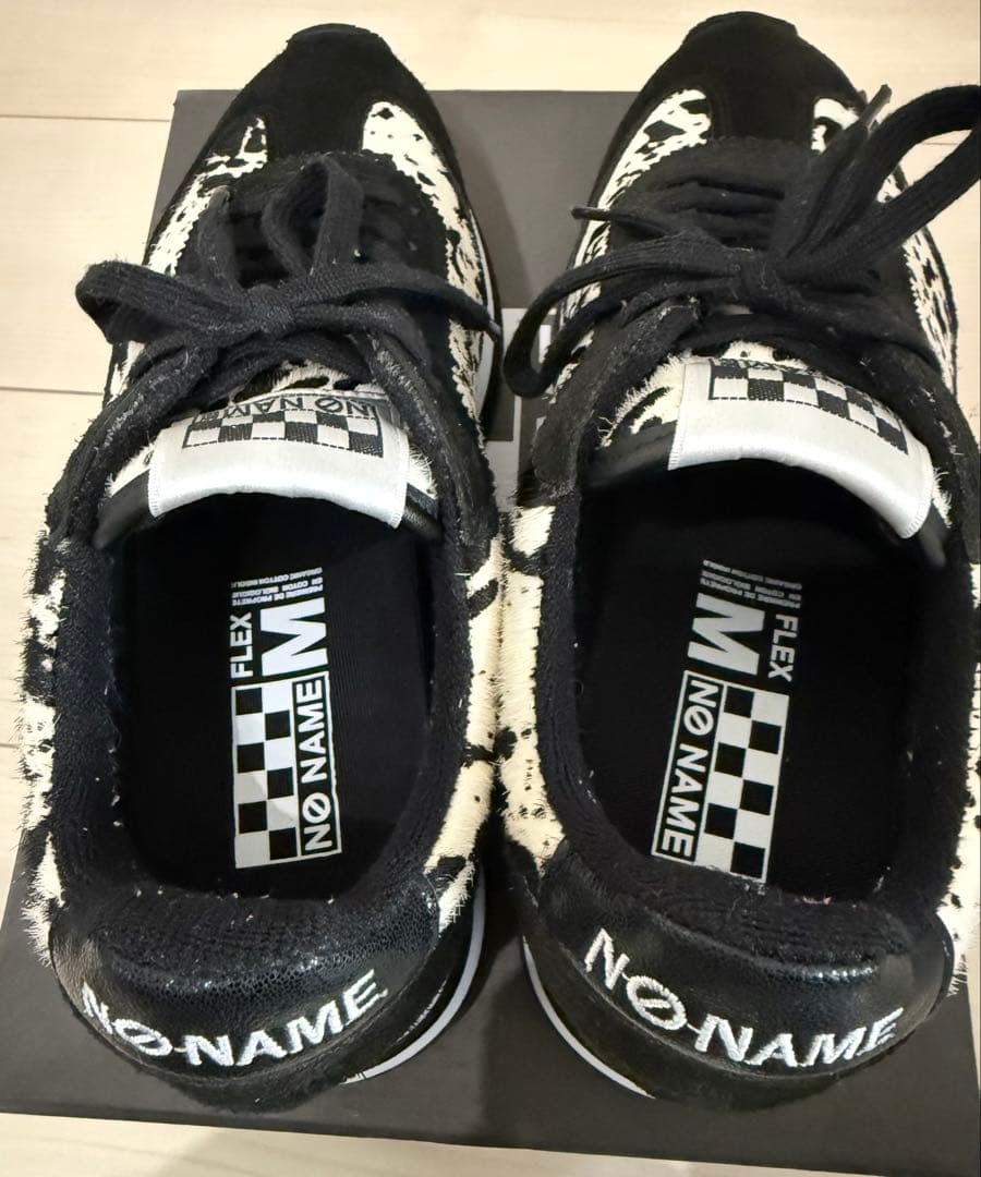 NO NAMEスニーカー 牛革コンビ軽量　ポニーヘア柄フレックスジョガー