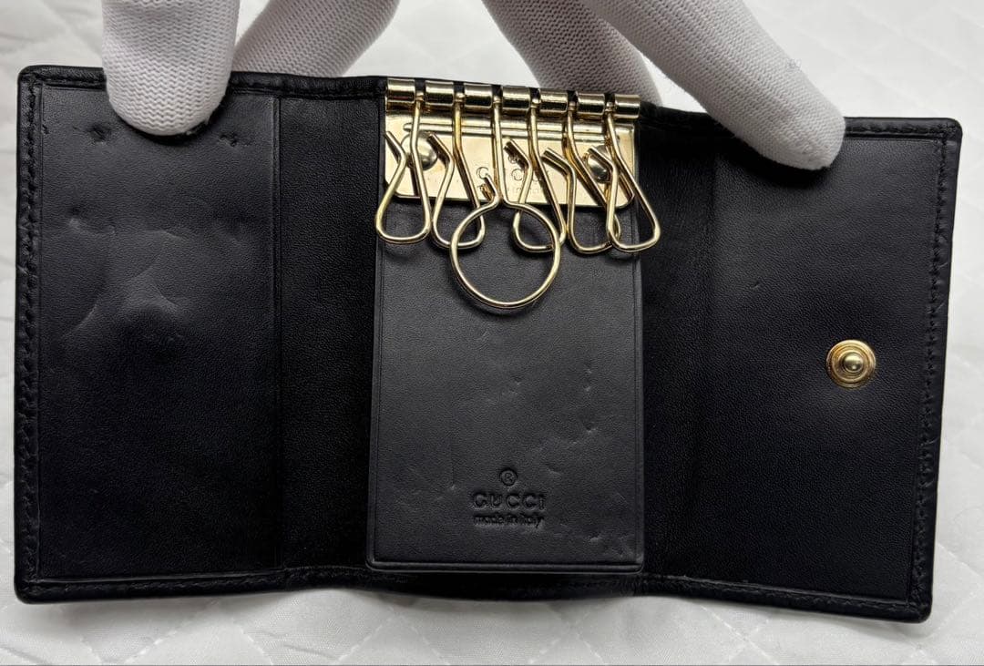 美品　GUCCI グッチ　シマレザー　6連レザーキーケース 138093