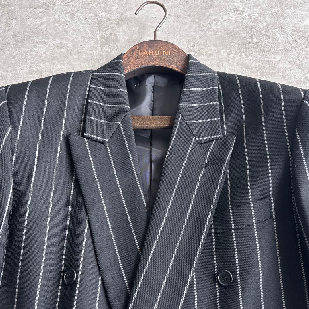 極美品■90's ヴィンテージ【M】ダブル スーツ セットアップ ストライプ.