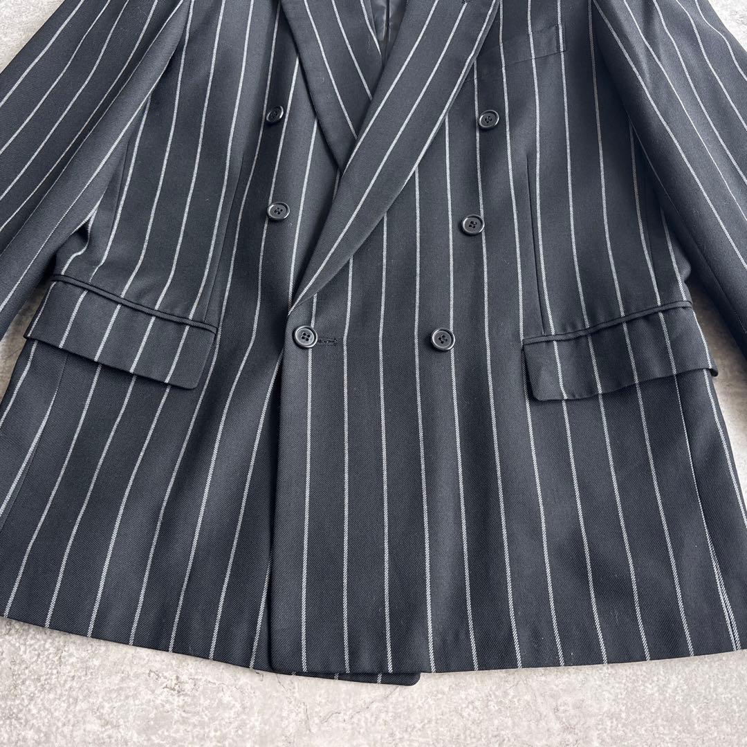 極美品■90's ヴィンテージ【M】ダブル スーツ セットアップ ストライプ.