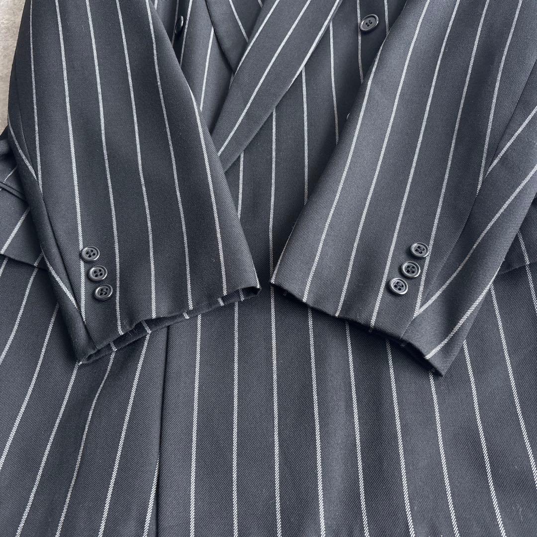 極美品■90's ヴィンテージ【M】ダブル スーツ セットアップ ストライプ.