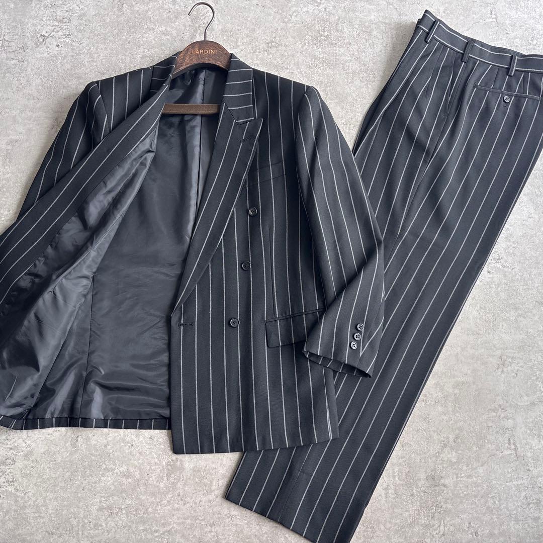 極美品■90's ヴィンテージ【M】ダブル スーツ セットアップ ストライプ.