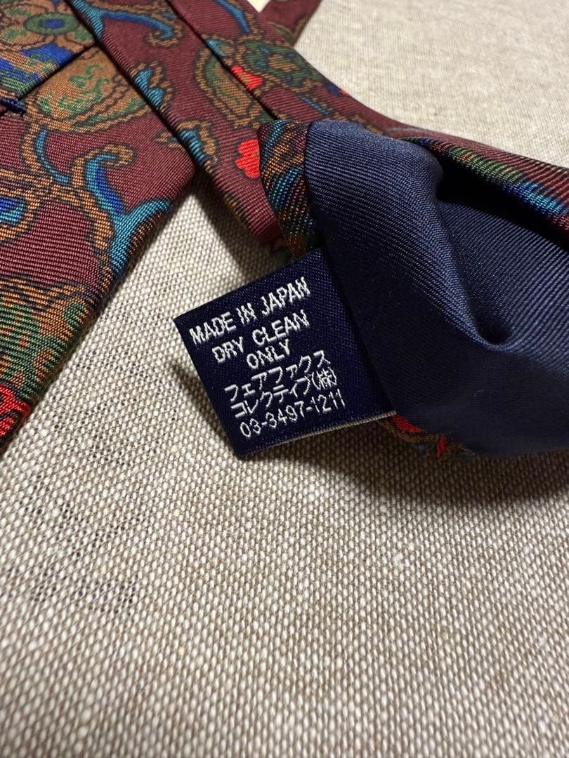 【美品】Drake's／ドレイクス／プリントタイ／花柄／ボタニカル／バーガンディ