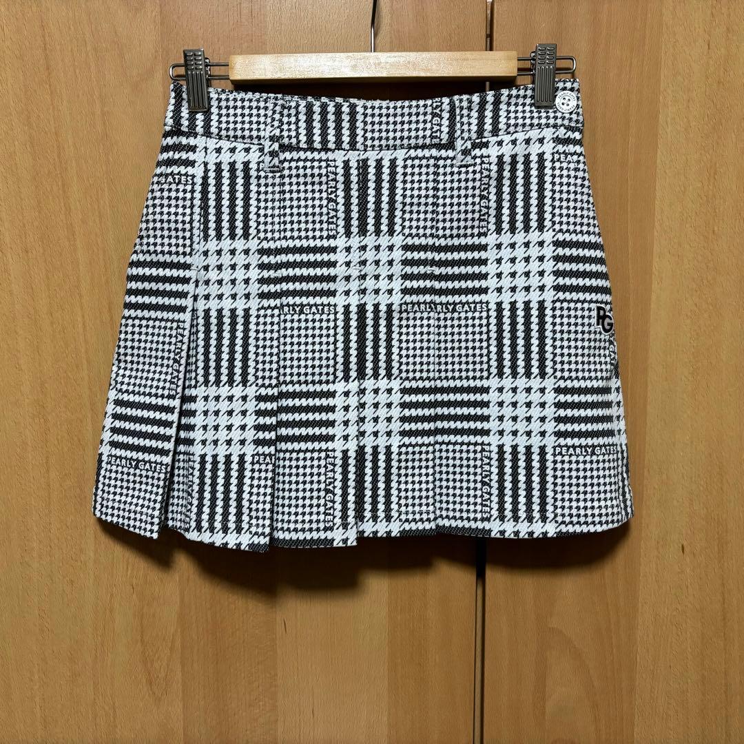パーリーゲイツ　先染ストレッチカルゼスカート　グレンチェック　レディース