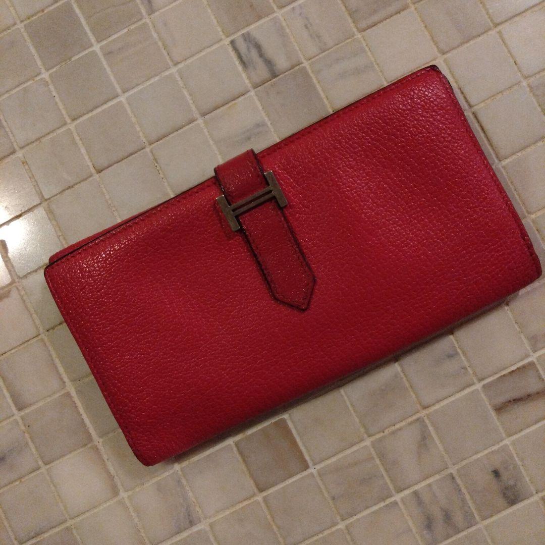 エルメス☆ベアンピンクレザー長財布