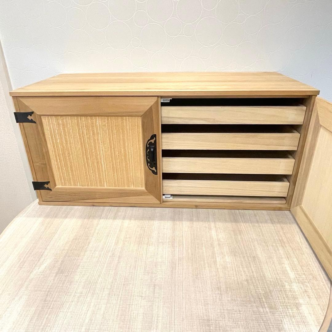 【美品】桐箪笥 小型収納棚 4段 衣装ダンス 着物 チェスト 観音開き 和装