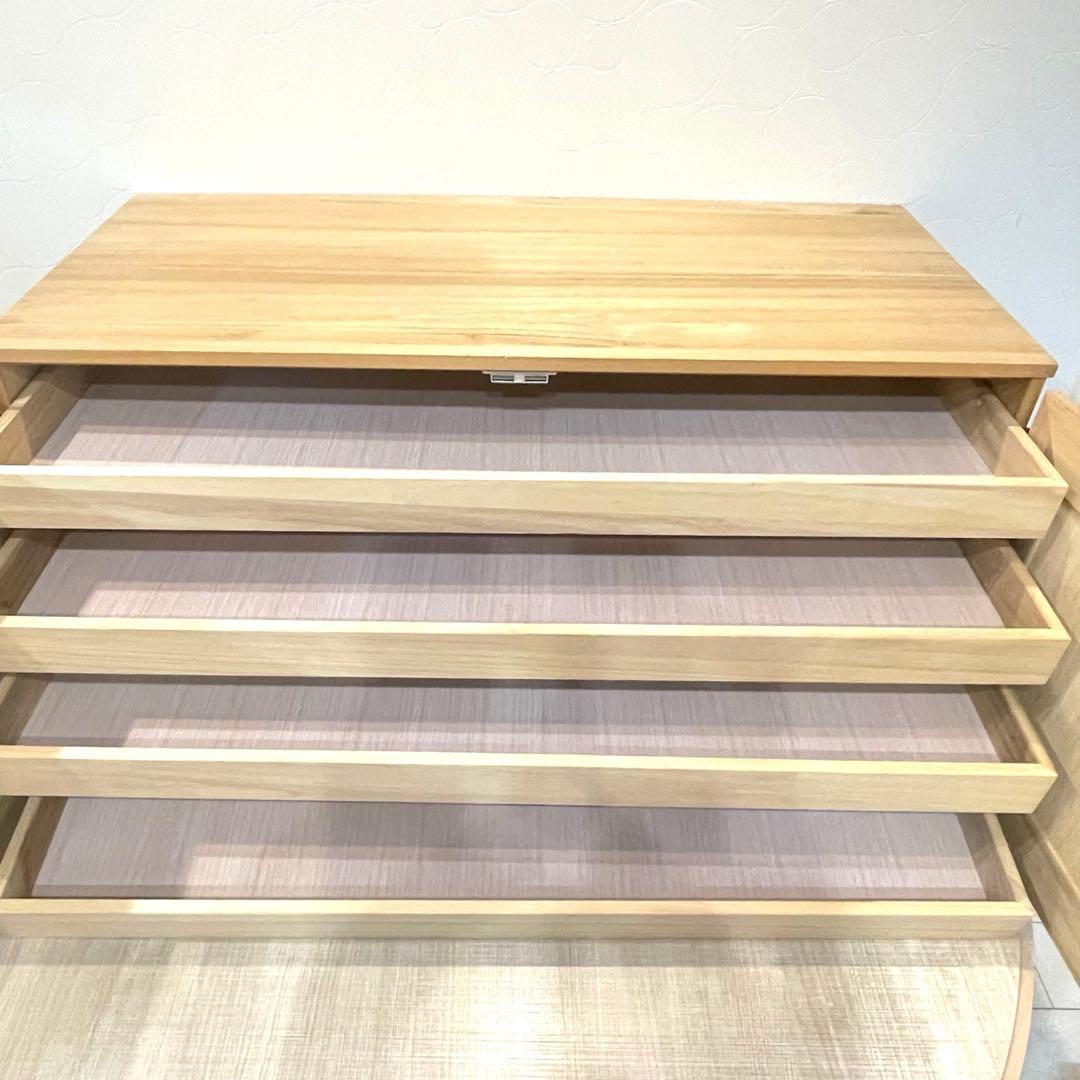 【美品】桐箪笥 小型収納棚 4段 衣装ダンス 着物 チェスト 観音開き 和装