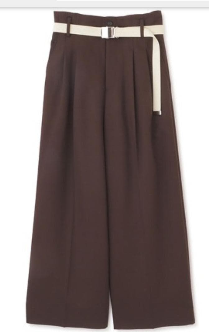 新品・未使用【ETRE TOKYO】ダブルクロスベルテッドセミワイドパンツBR