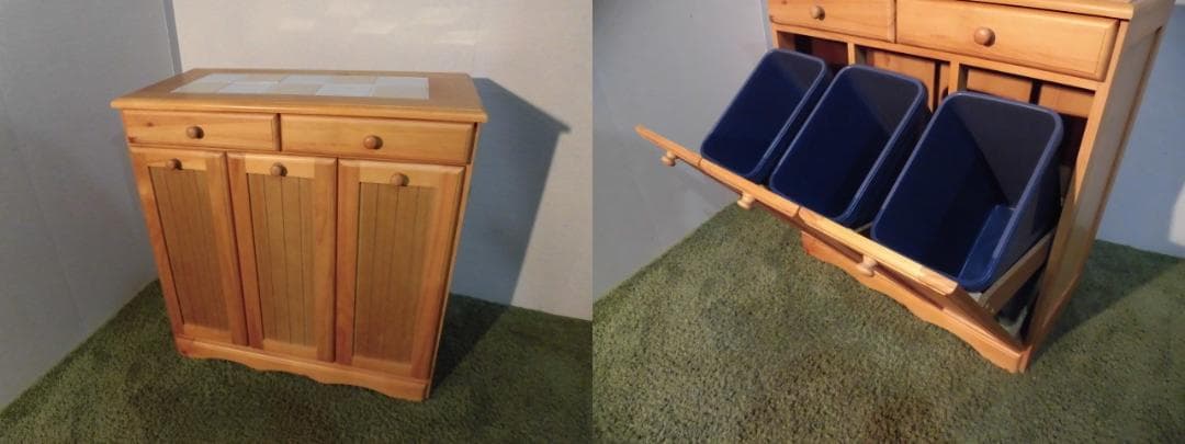 送料無料/展示品/アウトレット/新品★カントリー調★分別ダストボックス（3分別）