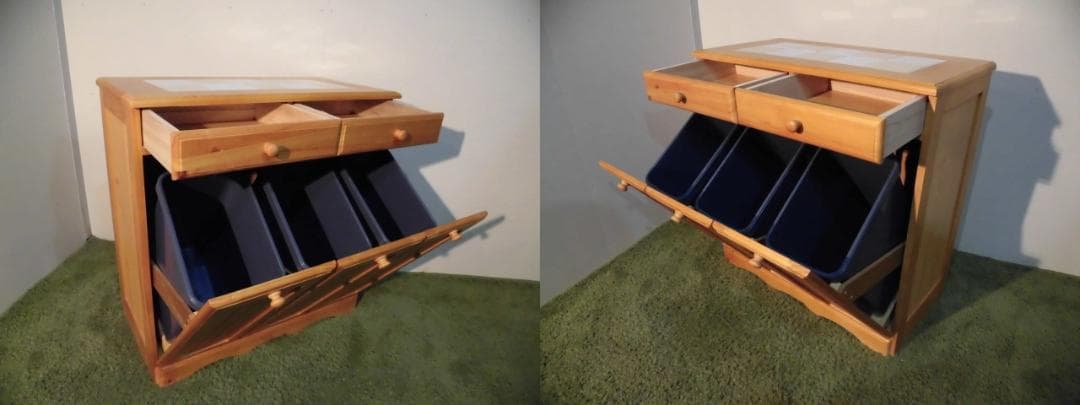 送料無料/展示品/アウトレット/新品★カントリー調★分別ダストボックス（3分別）