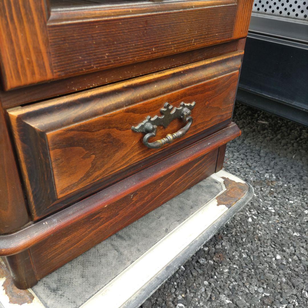 【状態良】オールドカリモク　キュリオケース　食器棚　2面採光