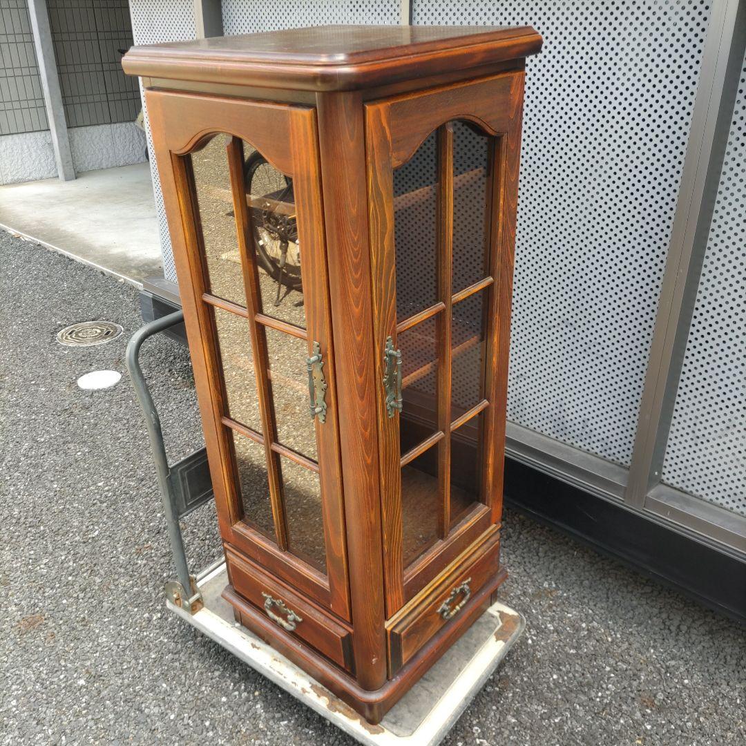 【状態良】オールドカリモク　キュリオケース　食器棚　2面採光