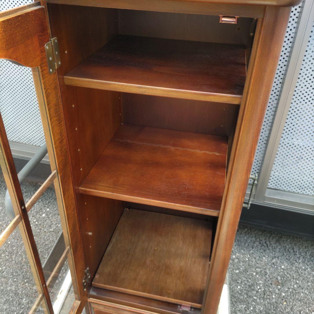 【状態良】オールドカリモク　キュリオケース　食器棚　2面採光