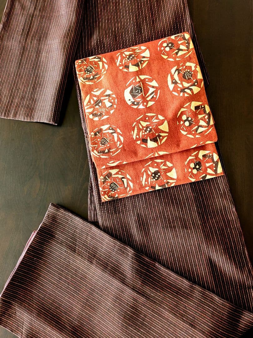 木綿　型絵染め　民芸調