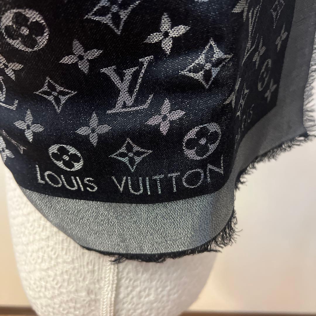 ルイヴィトン　ショール・モノグラム シャイン　黒シルバー　リバーシブル