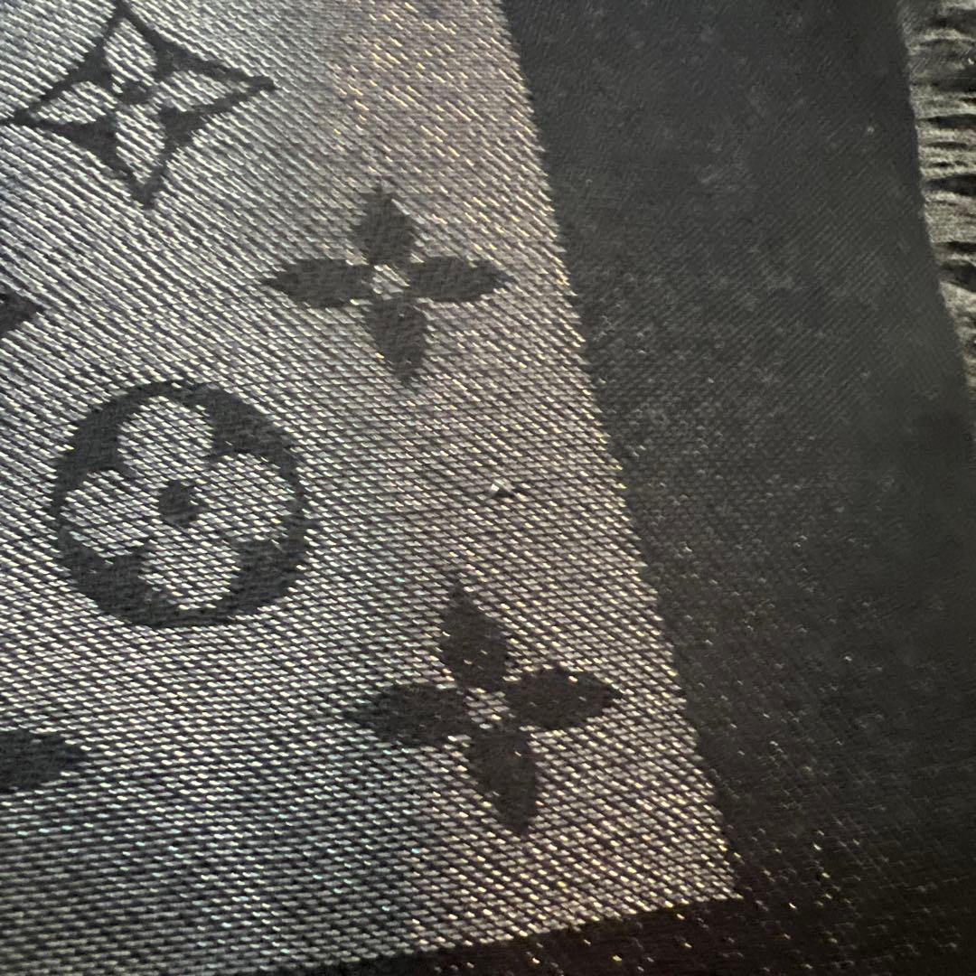 ルイヴィトン　ショール・モノグラム シャイン　黒シルバー　リバーシブル