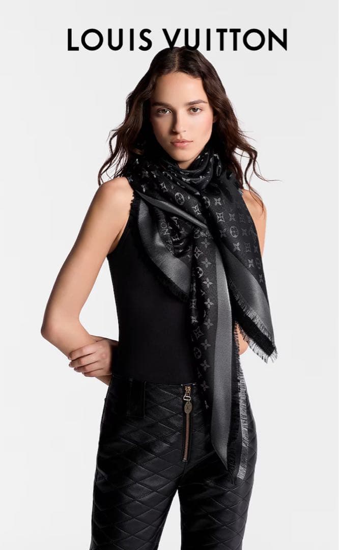 ルイヴィトン　ショール・モノグラム シャイン　黒シルバー　リバーシブル