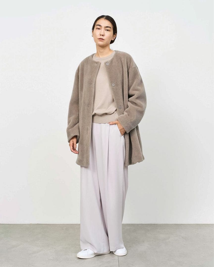 美品✨ソージュ 24FW ウールボアコート ウール100% グレージュ