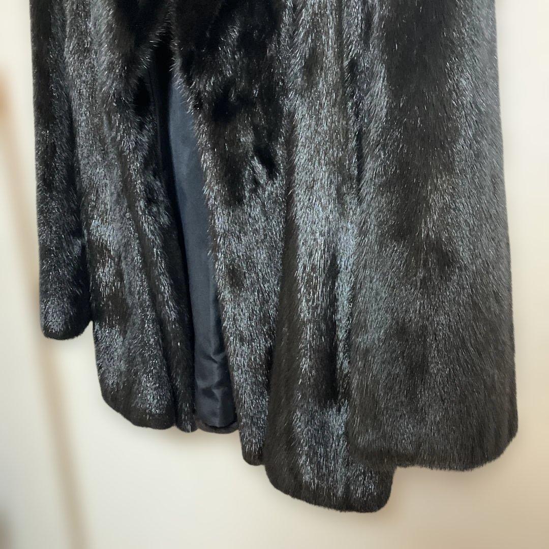 ムーンバット ミンク 毛皮コート リアルファー ブラック