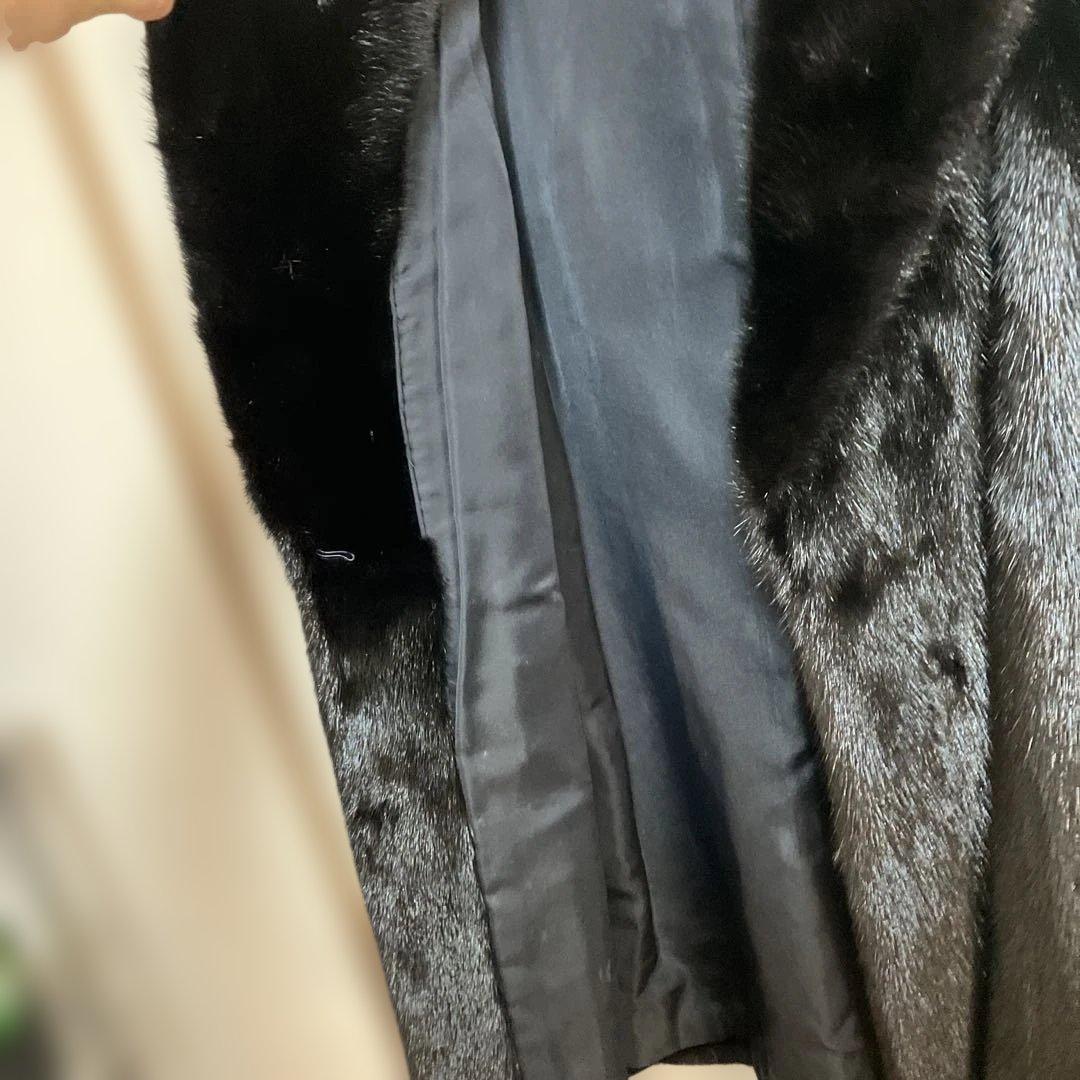 ムーンバット ミンク 毛皮コート リアルファー ブラック