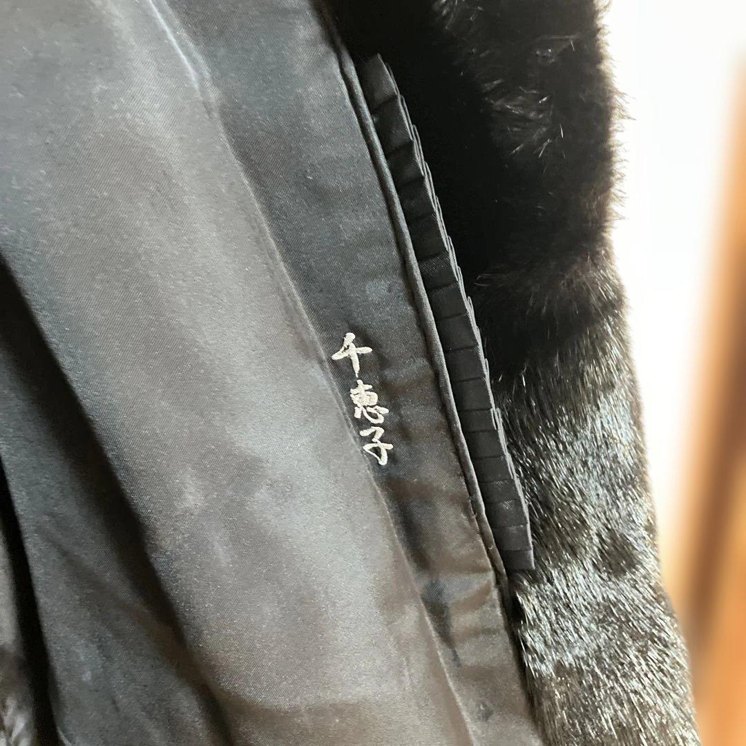 ムーンバット ミンク 毛皮コート リアルファー ブラック