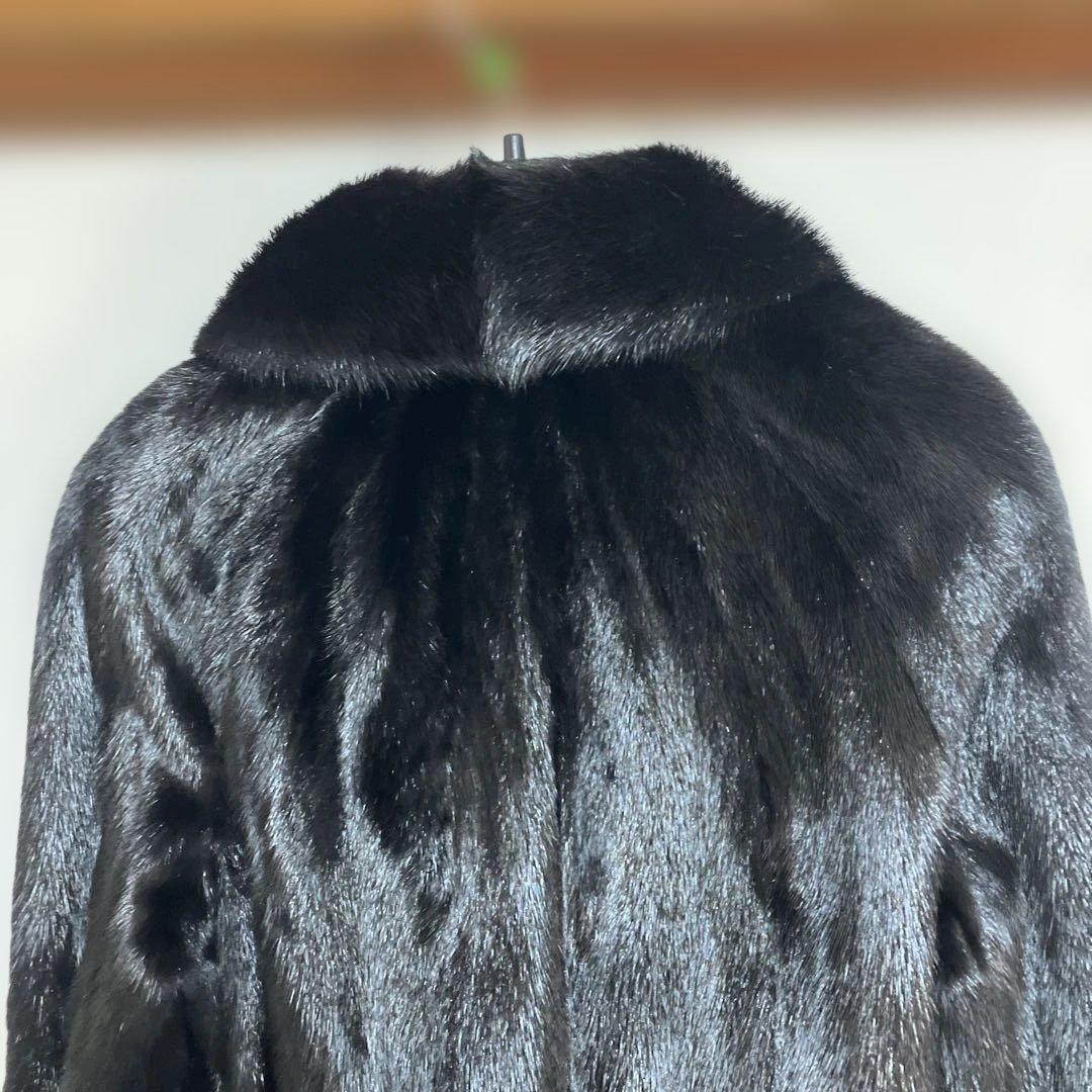 ムーンバット ミンク 毛皮コート リアルファー ブラック