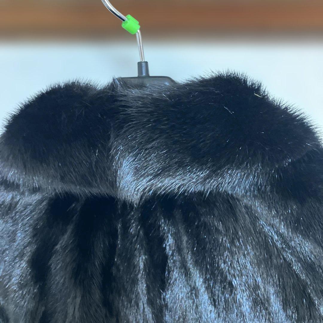 ムーンバット ミンク 毛皮コート リアルファー ブラック