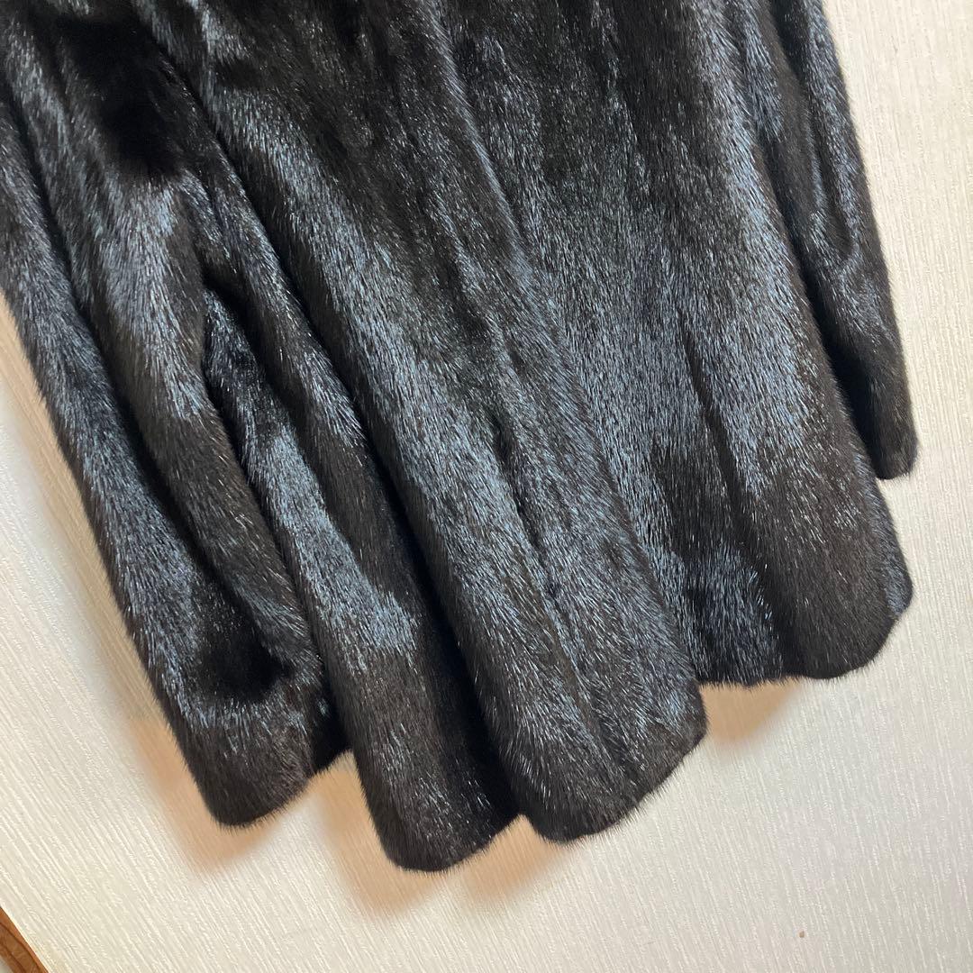 ムーンバット ミンク 毛皮コート リアルファー ブラック