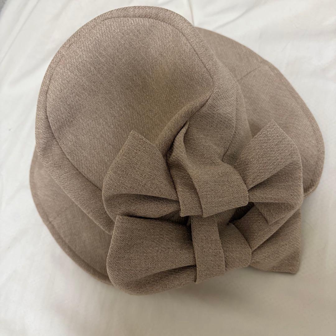 CA4LA ベージュ リボン付きハット