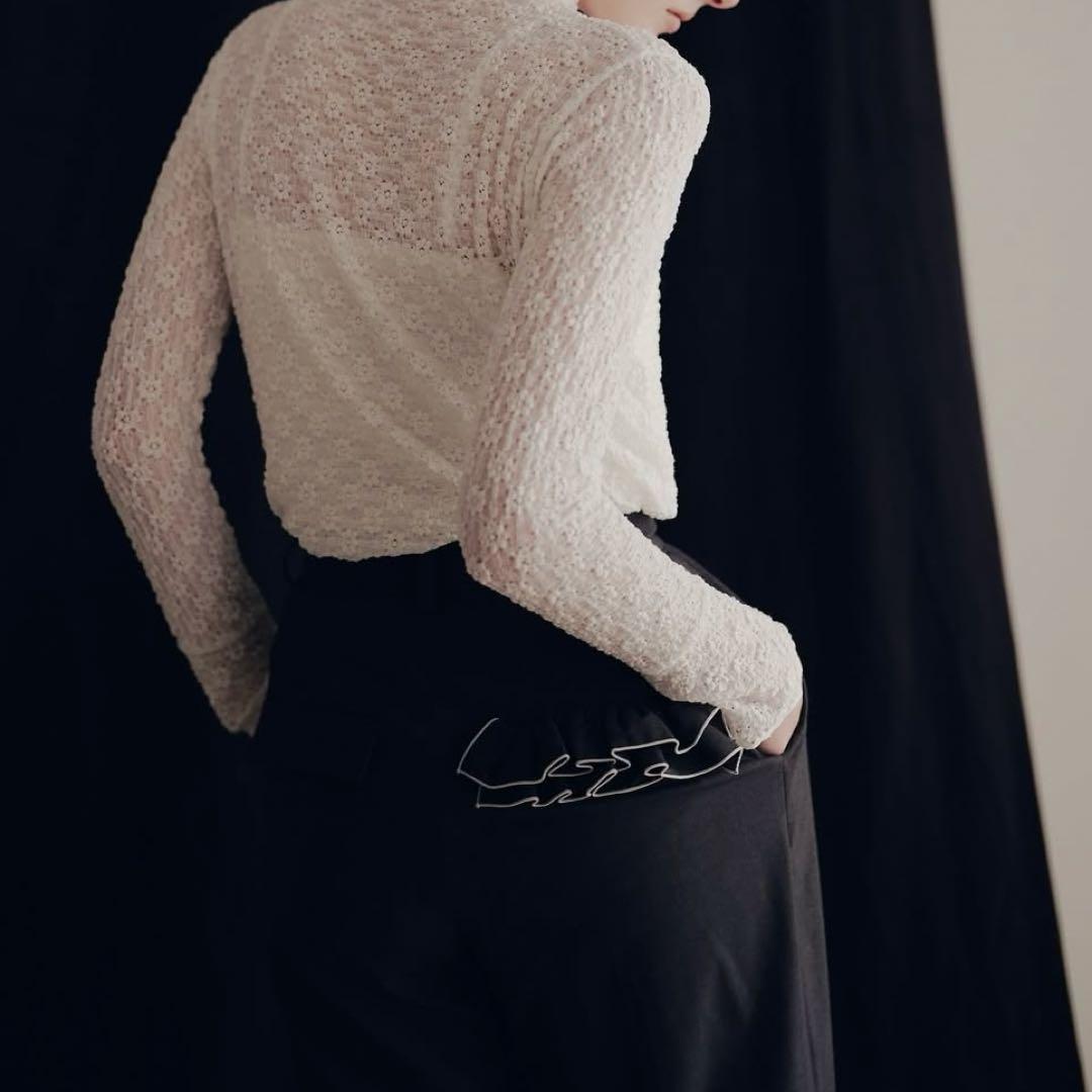 極美品 トレフルプラスワン ポケットフリルパンツ ダークグレー trefle+1