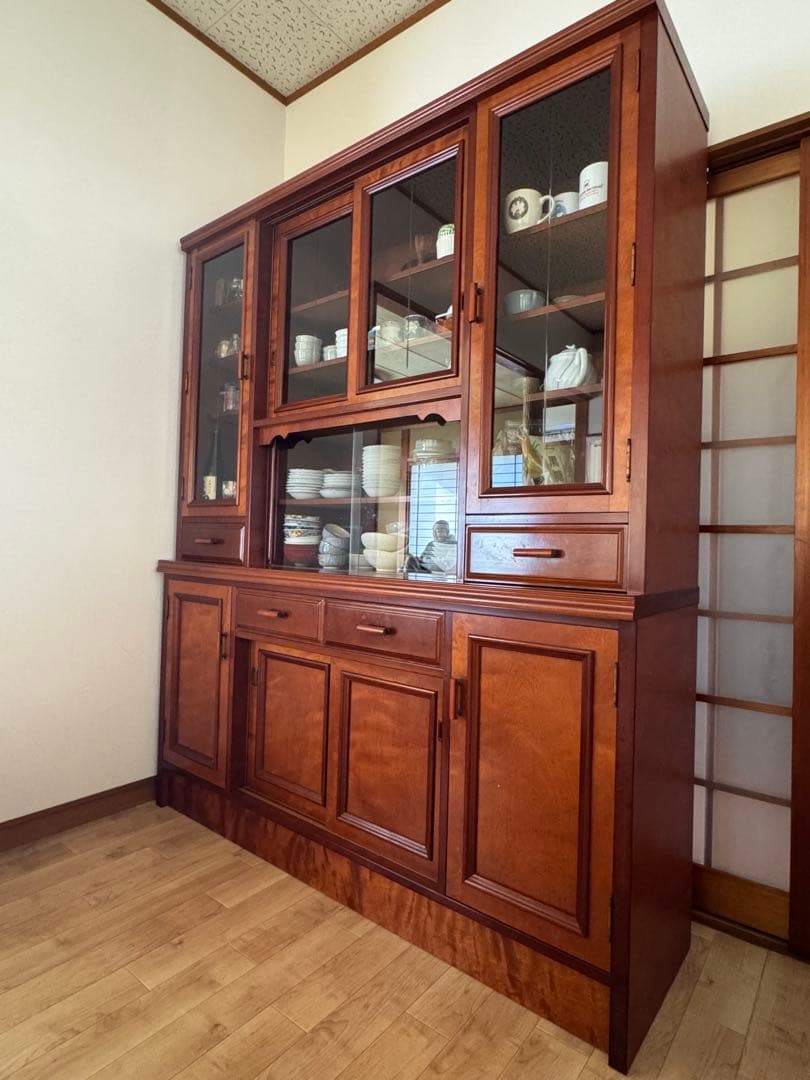 メ*3様 アンティーク 木製食器棚 ガラス扉付き ビンテージ ※購入前にコメント