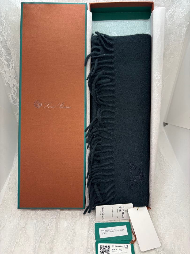 未使用美品Loro Piana ピッコラウニタスカーフカシミヤ グリーングレー