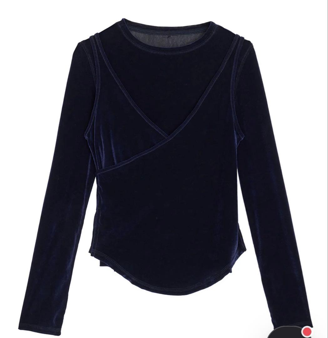 トップス CROSS LAYERED FLOCKY TULLE TOP