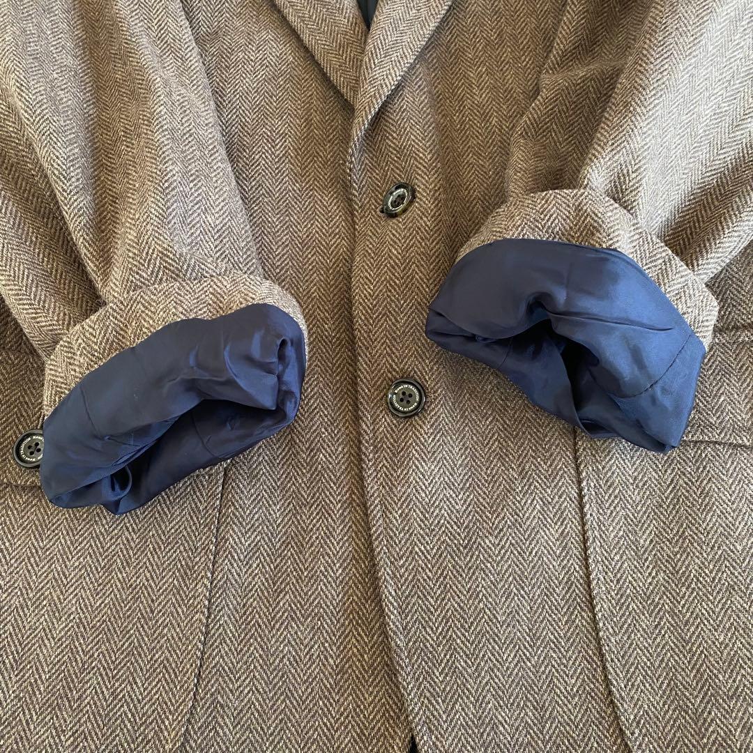 未使用級✨タスマニア製メリノウール　ケント　テーラード　ヘリンボーン　土色　XL