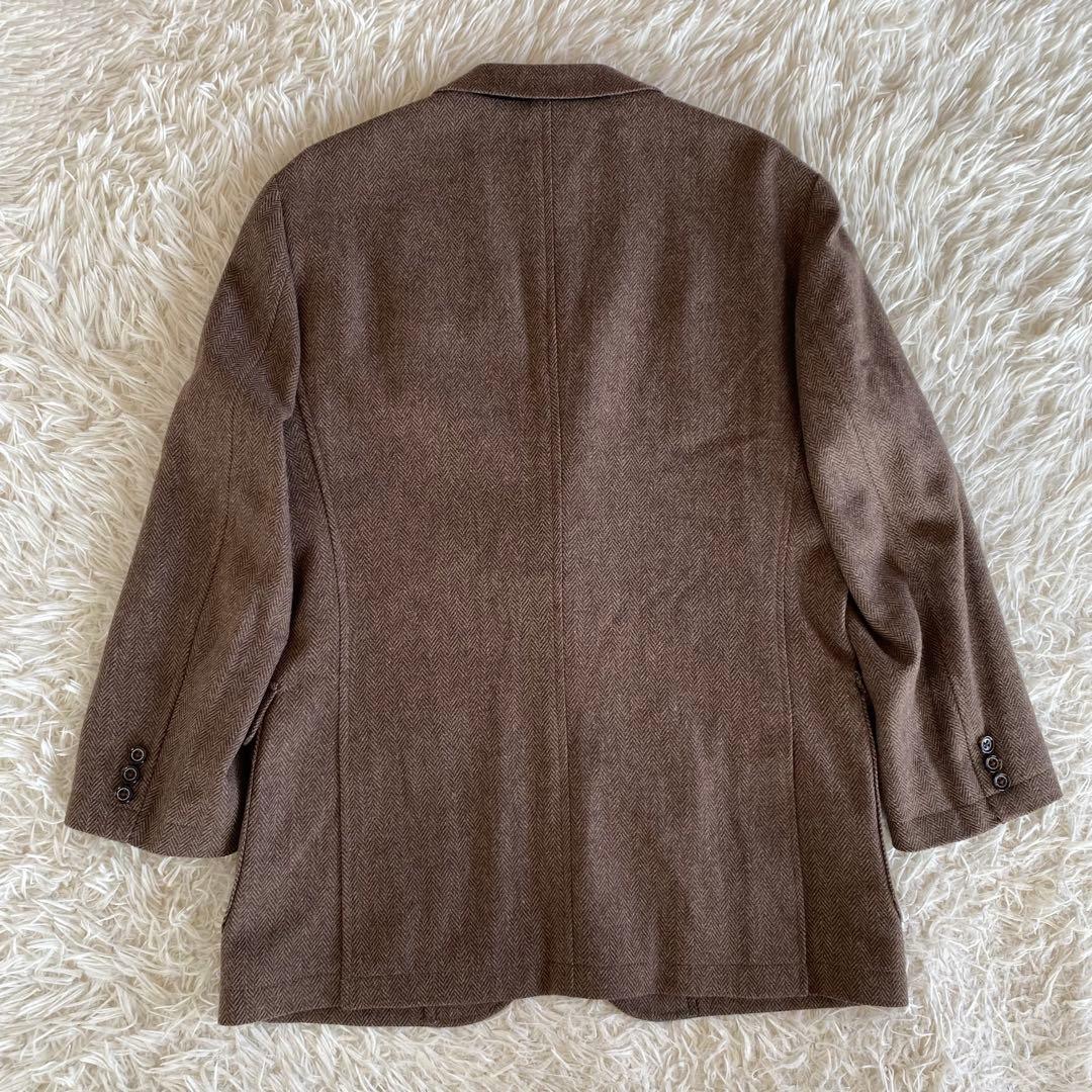 未使用級✨タスマニア製メリノウール　ケント　テーラード　ヘリンボーン　土色　XL