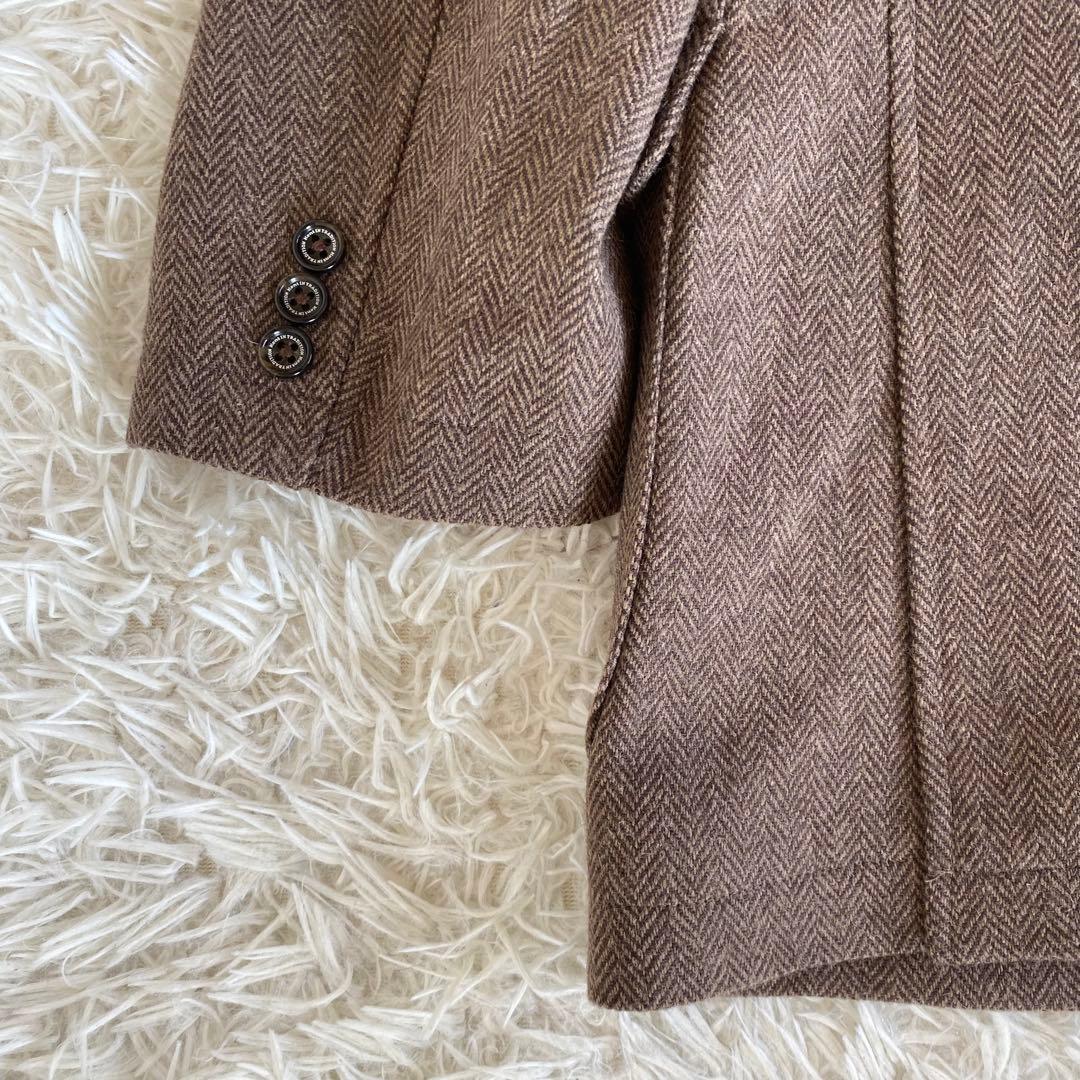 未使用級✨タスマニア製メリノウール　ケント　テーラード　ヘリンボーン　土色　XL