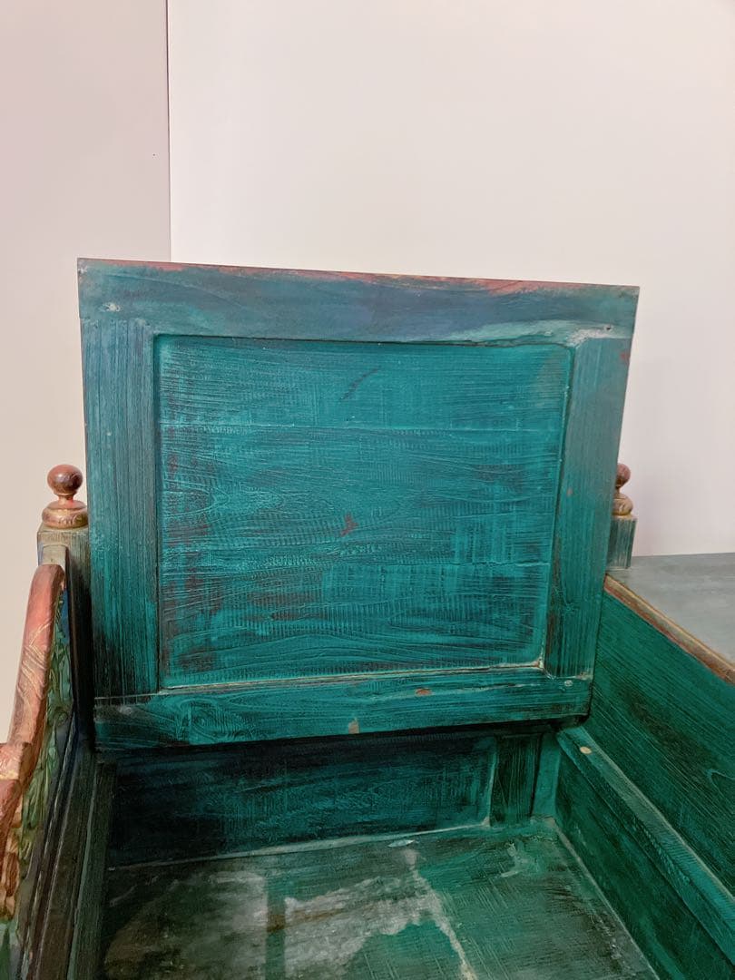 彫刻　アンティーク　木製　チェスト　ベンチ　飾り棚　インドネシア家具　アジア家具